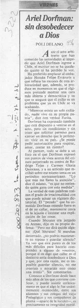 Ariel Dorfman, sin desobedecer a Dios  [artículo] Poli Délano.