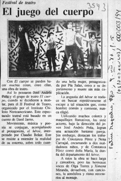 El Juego del cuerpo  [artículo].