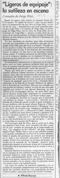 "Ligeros de equipaje", la sutileza en escena  [artículo] Wilfredo Mayorga.