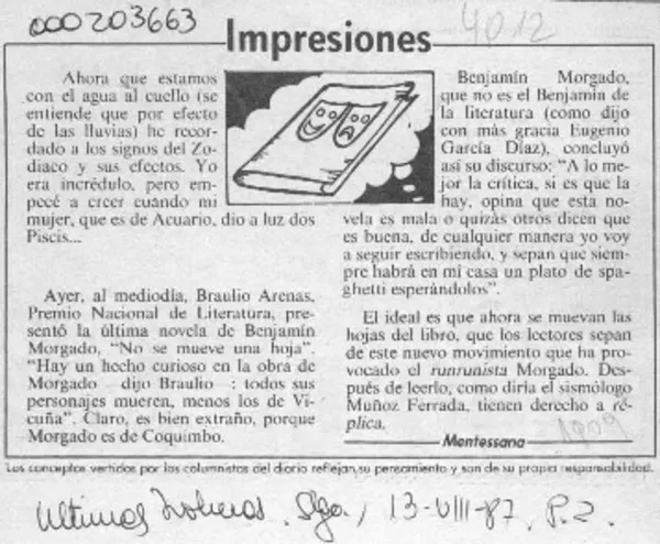 Impresiones  [artículo] Mentessana.