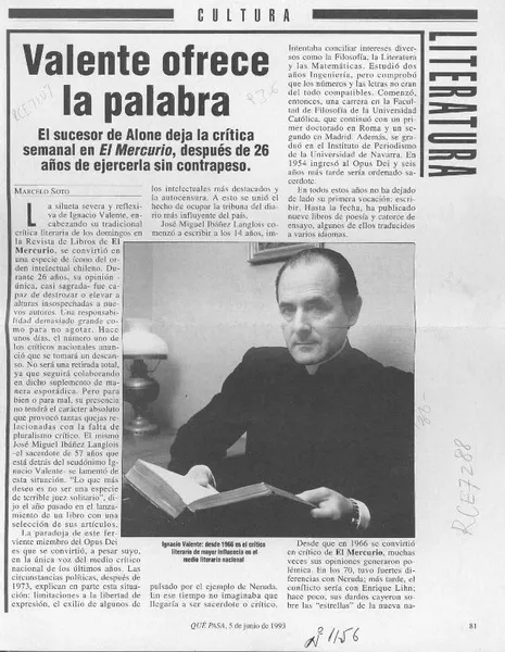 Valente ofrece la palabra  [artículo] Marcelo Soto.