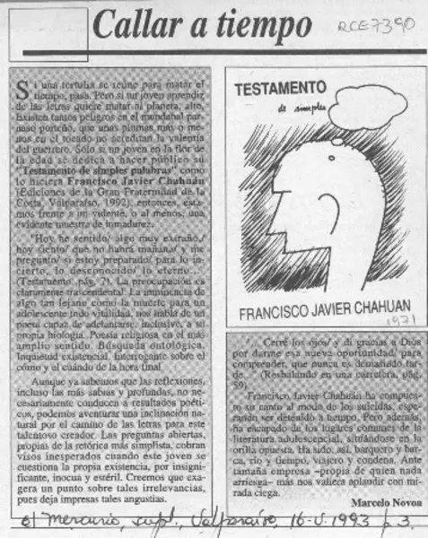 Callar a tiempo  [artículo] Marcelo Novoa.