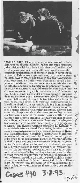 Malinche  [artículo] Pedro Labra.
