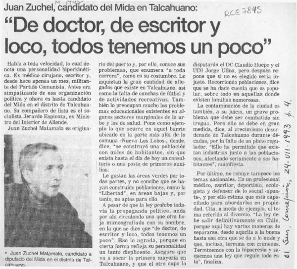 "De doctor, de escritor y loco, todos tenemos un poco"  [artículo].