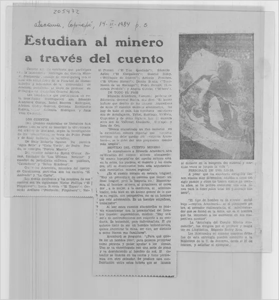 Estudian al minero a través del cuento  [artículo].