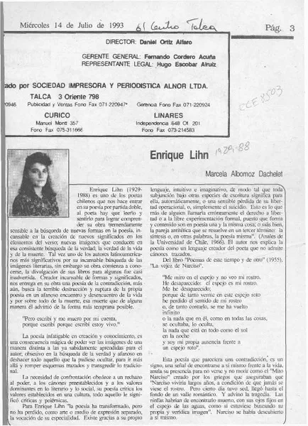 Enrique Lihn  [artículo] Marcela Albornoz Dachelet.