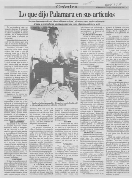 Lo que dijo Palamara en sus artículos  [artículo].