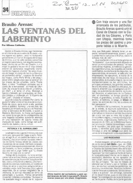 Las ventanas del laberinto  [artículo] Alfonso Calderón.
