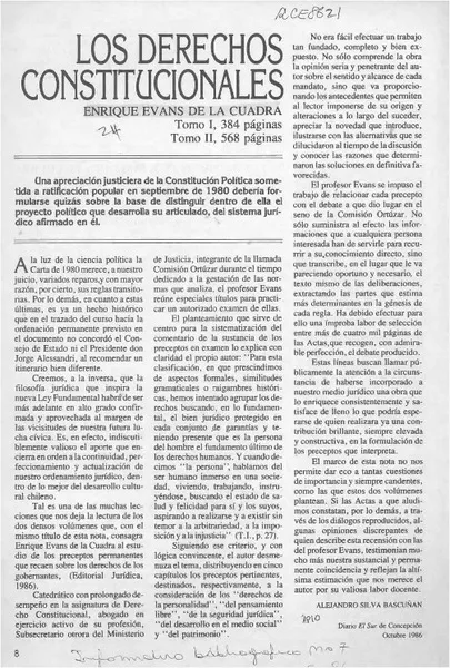 Los derechos constitucionales  [artículo] Alejandro Silva Bascuñán.
