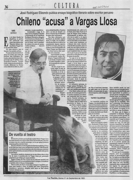 Chileno "acusa" a Vargas Llosa  [artículo] A. M. R.