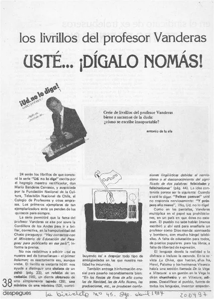 Los livrillos del profesor Vanderas  [artículo] Antonio de la Efe.