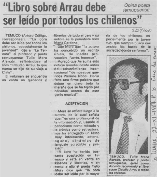 Libro sobre Arrau debe ser leído por todos los chilenos  [artículo] Arturo Zúñiga.