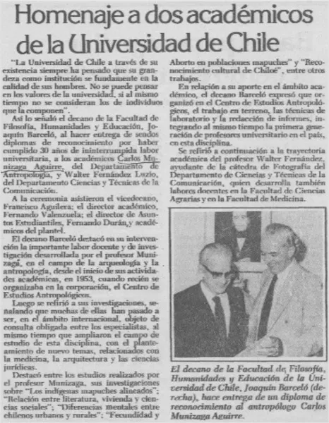Homenaje a dos académicos de la Universidad de Chile  [artículo].