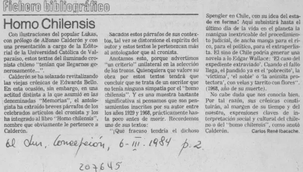 "Homo chilensis"  [artículo] Carlos René Ibacache.