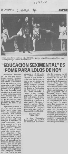 "Educación seximental" es fome para lolos de hoy  [artículo].