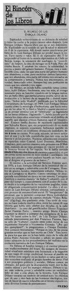 El regreso de Luis Enrique Délano  [artículo] Filebo.