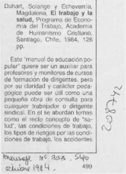 "El trabajo y la salud"  [artículo]