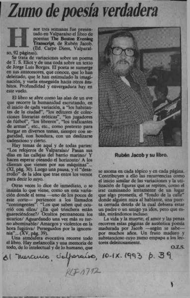 Zumo de poesía verdadera  [artículo] O. Z. S.