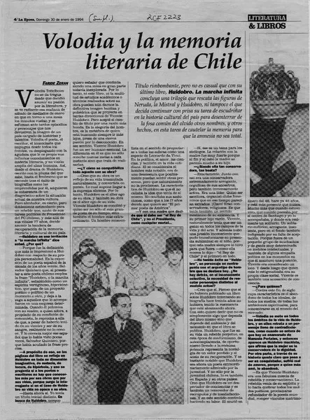 Volodia y la memoria literaria de Chile  [artículo] Faride Zerán.