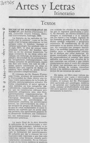 "Técnicas de psicoterapias dinámicas"  [artículo].