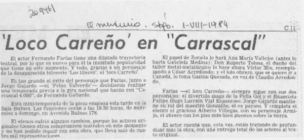 'Loco Carreño' en "Carrascal"  [artículo].