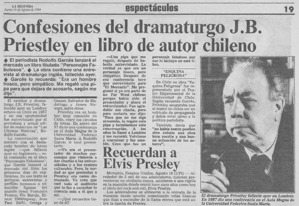 Confesiones del dramaturgo J. B. Priestley en libro de autor chileno  [artículo].