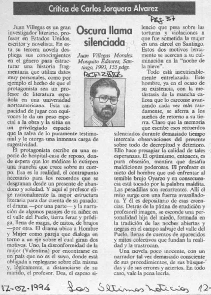 Oscura llama silenciada  [artículo] Carlos Jorquera Alvarez.