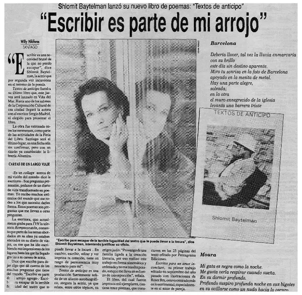 "Escribir es parte de mi arrojo"  [artículo] Willy Nikiforos.