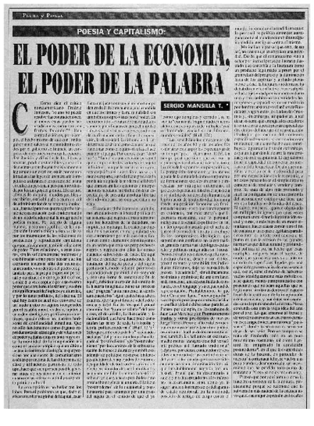 El poder de la economía, el poder de la palabra  [artículo] Sergio Mansilla T.