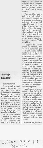 "Un viejo majadero"  [artículo] Walter Garib.