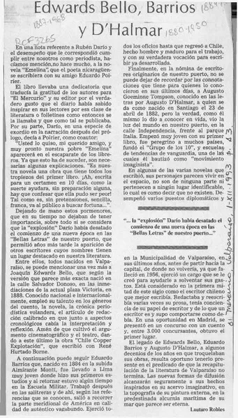 Edwards Bello, Barrios y D'Halmar  [artículo] Lautaro Robles.