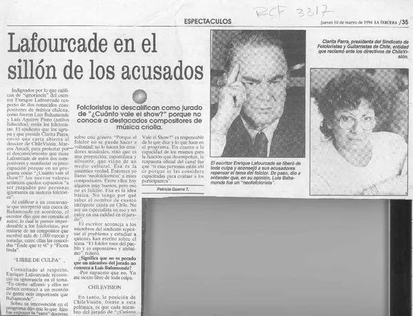Lafourcade en el sillón de los acusados  [artículo]Patricia Guerra T.