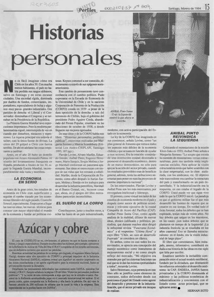 Historias personales, políticas, públicas  [artículo] Hernán Soto.