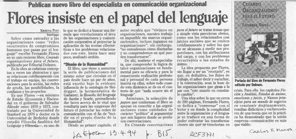 Flores insiste en el papel del lenguaje  [artículo] Ximena Poo.