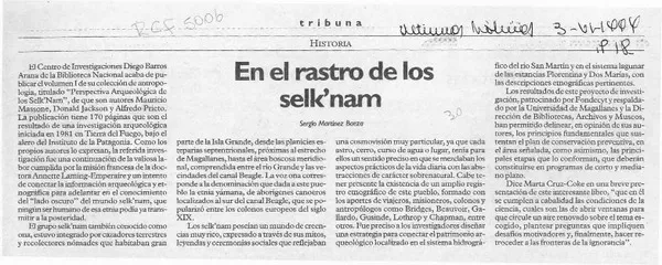 En el rastro de los selk'nam  [artículo] Segio Martínez Baeza.