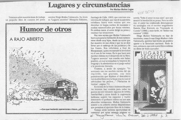 Lugares y circunstancias  [artículo] Marino Muñoz Lagos.