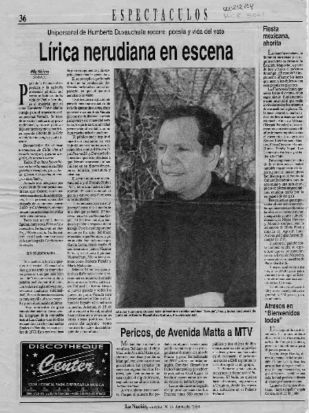 Lírica nerudiana en escena  [artículo] Willy Nikiforos.