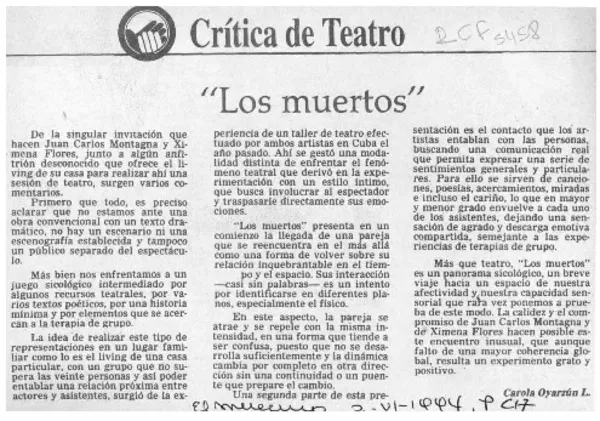 "Los muertos"  [artículo] Carola Oyarzún L.
