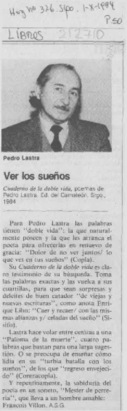 Ver los sueños  [artículo] A. S. G.
