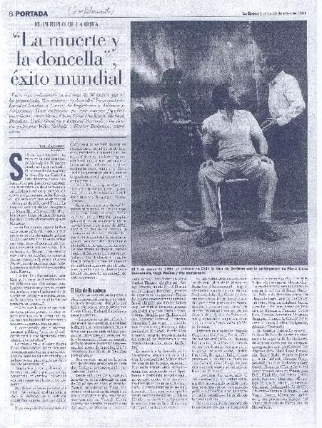 "La muerte y la doncella", éxito mundial  [artículo] Yael Zaliasnik.