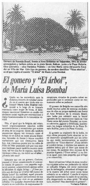 El gomero y "El árbol" de María Luisa Bombal  [artículo] Verónica Poblete.