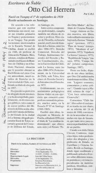 Otto Cid Herrera  [artículo] C. R. I.