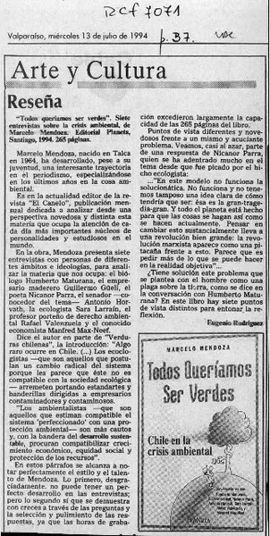 Todos queríamos ser verdes  [artículo] Eugenio Rodríguez.