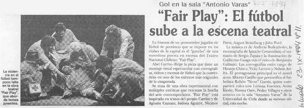 "Fair play", el fútbol sube a la escena teatral.  [artículo]