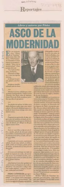 Asco de la modernidad  [artículo] Filebo.