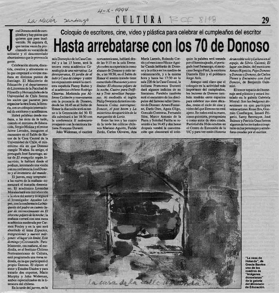 Hasta arrebatarse con los 70 de Donoso  [artículo].
