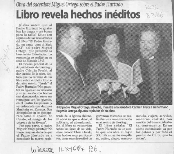 Libro revela hechos inéditos  [artículo].