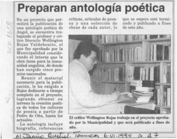 Preparan antología poética  [artículo].