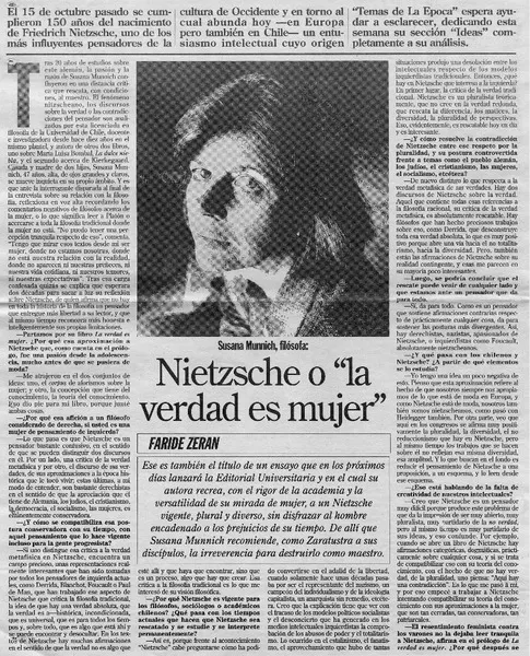 Nietzsche o "la verdad es mujer"  [artículo] Faride Zerán.