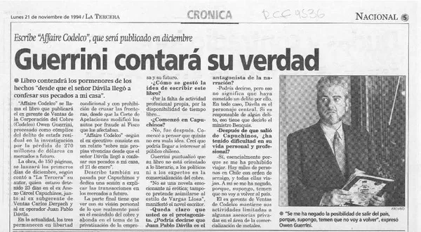 Guerrini contará su verdad  [artículo].